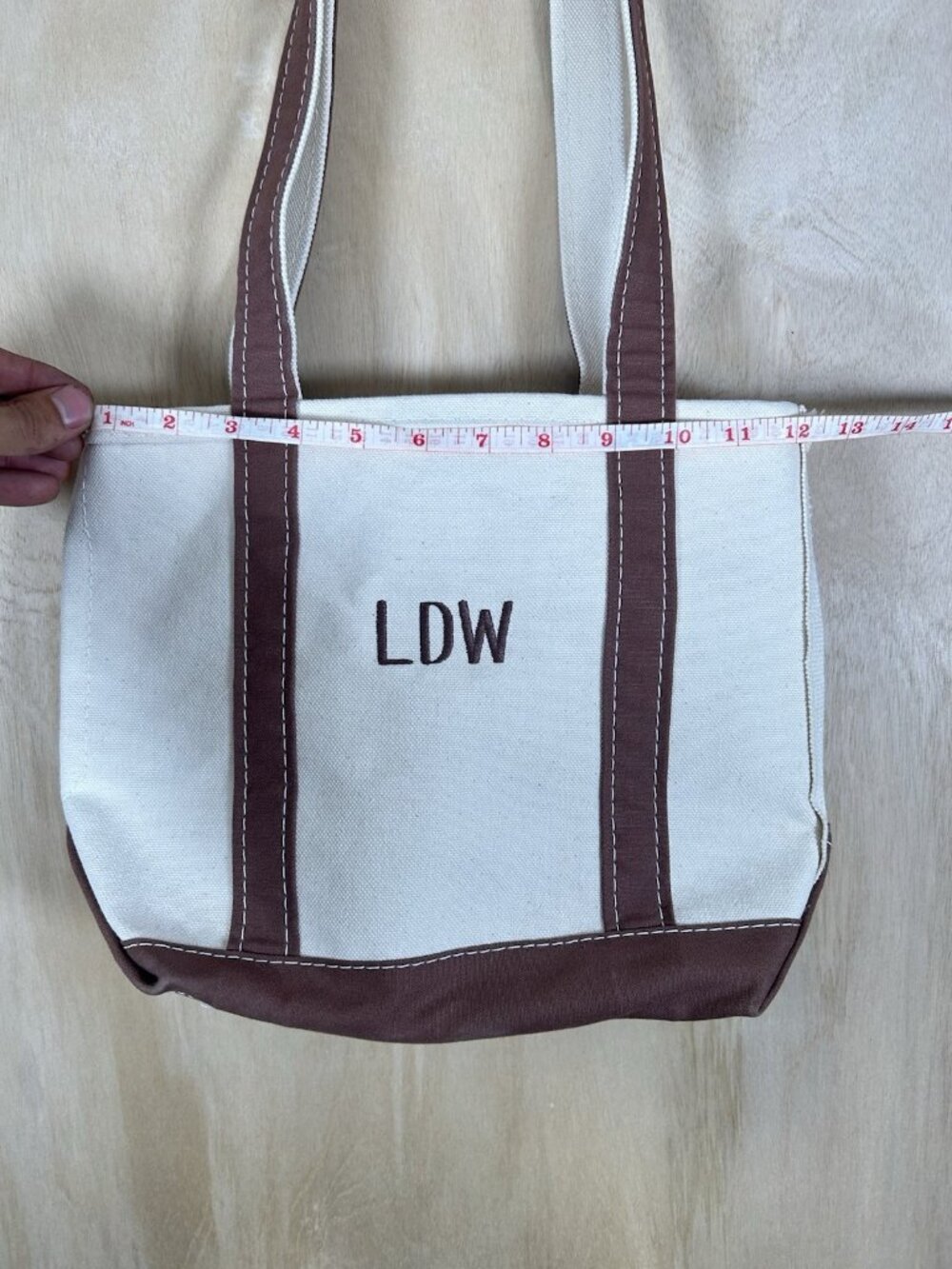 Vintage 1990’s LL Bean Boat & Tote Canvas Brown Trim  USA Made Monogrammed EUC - Picture 12 of 15